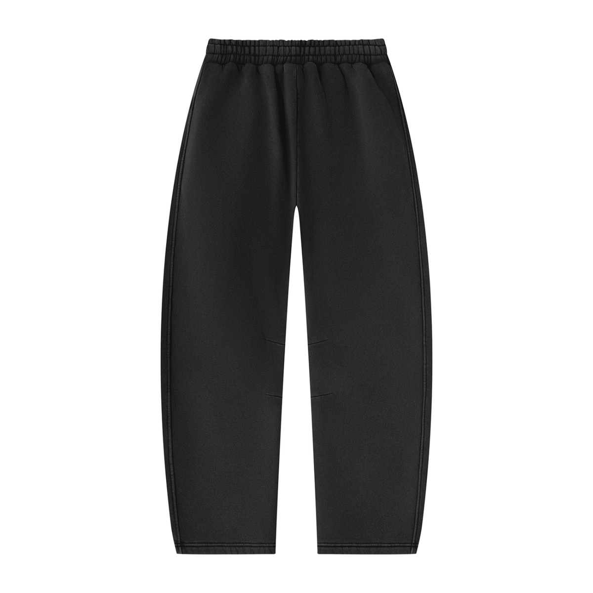 BEASTHAMMER Vintage Wash barrel leg fleece sweatpants in faded black, back view