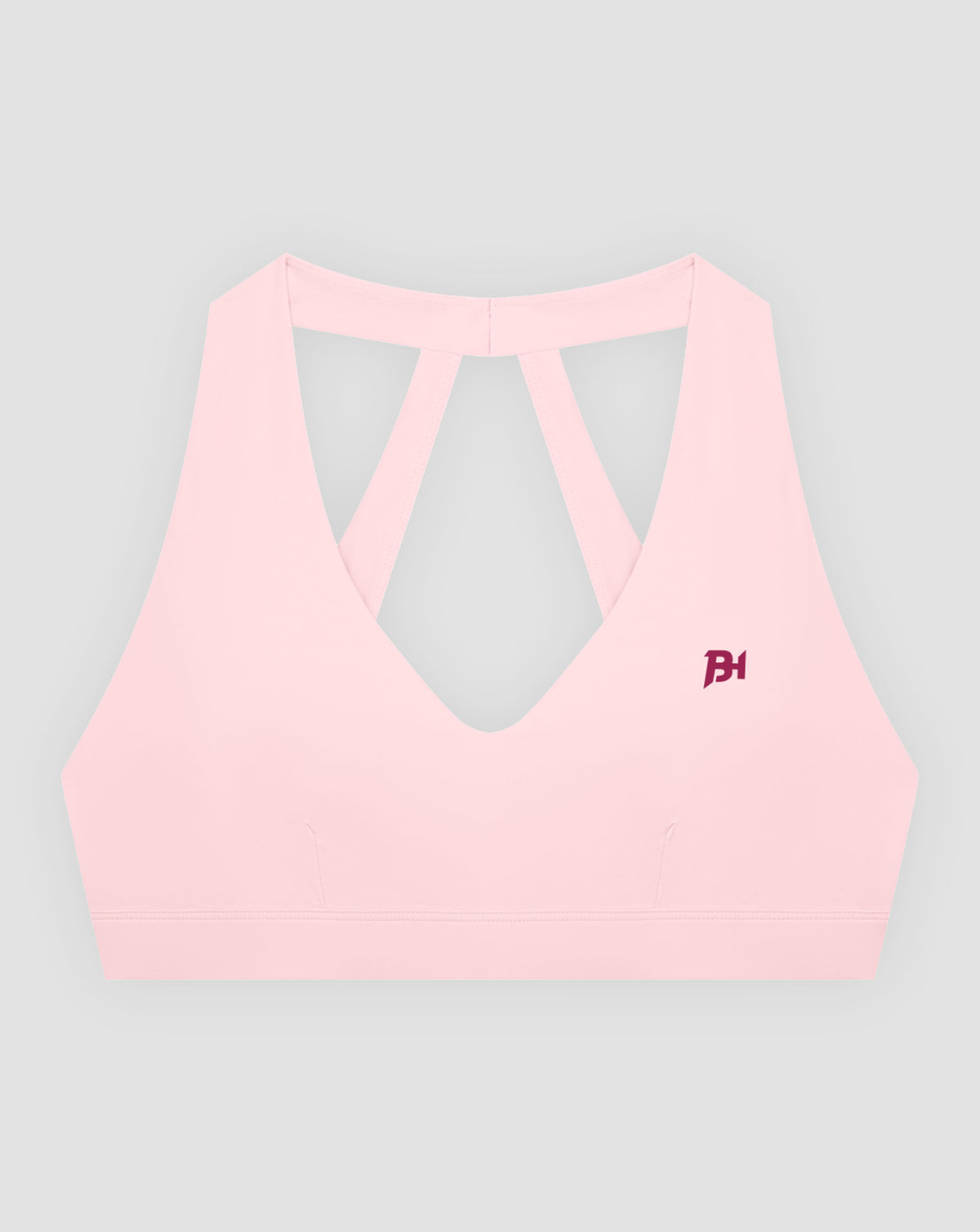 BEASTHAMMER Flow halter bra in pink, flat lay front view
