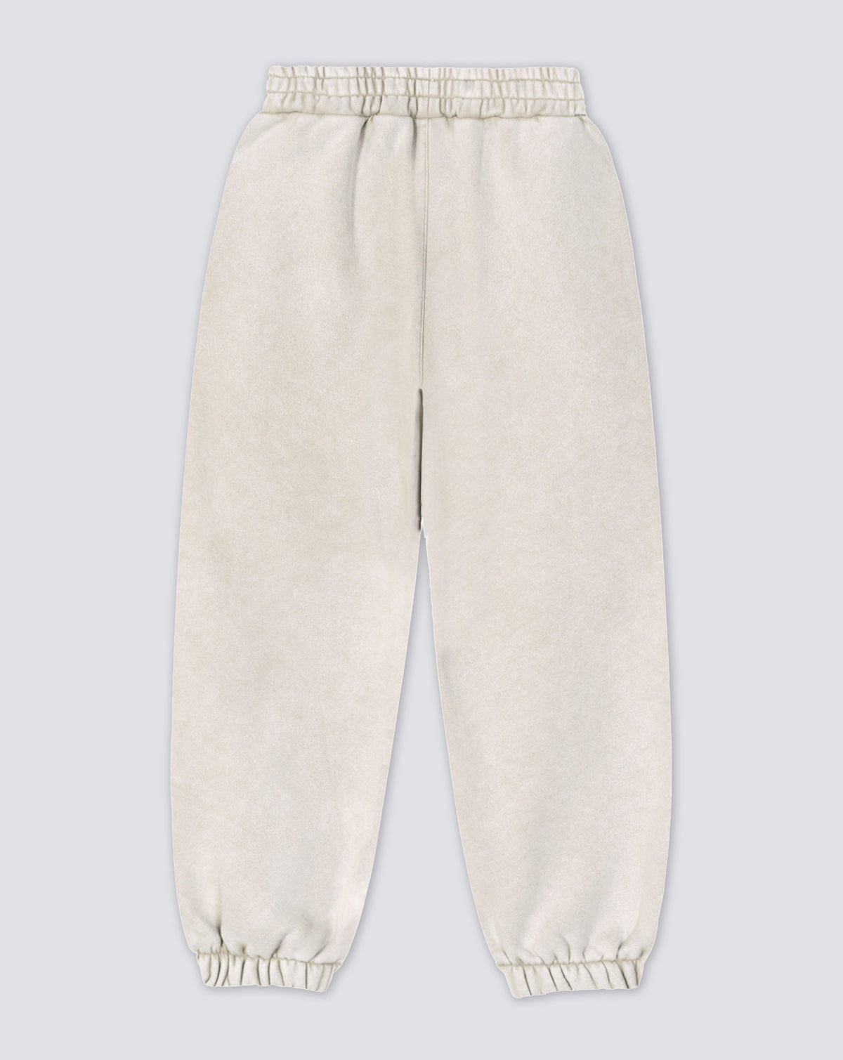 BEASTHAMMER Snow Wash cuffed joggers in bone, flat back view