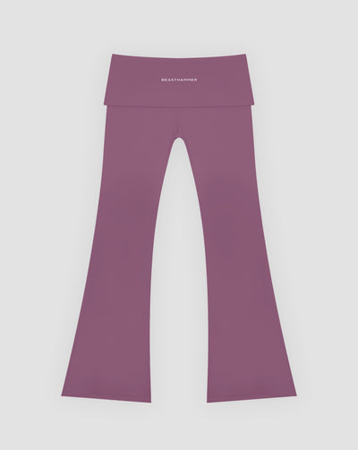 BEASTHAMMER Flow flared leggings in deep purple, flat lay back view
