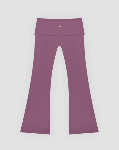 BEASTHAMMER Flow flared leggings in deep purple, flat lay front view