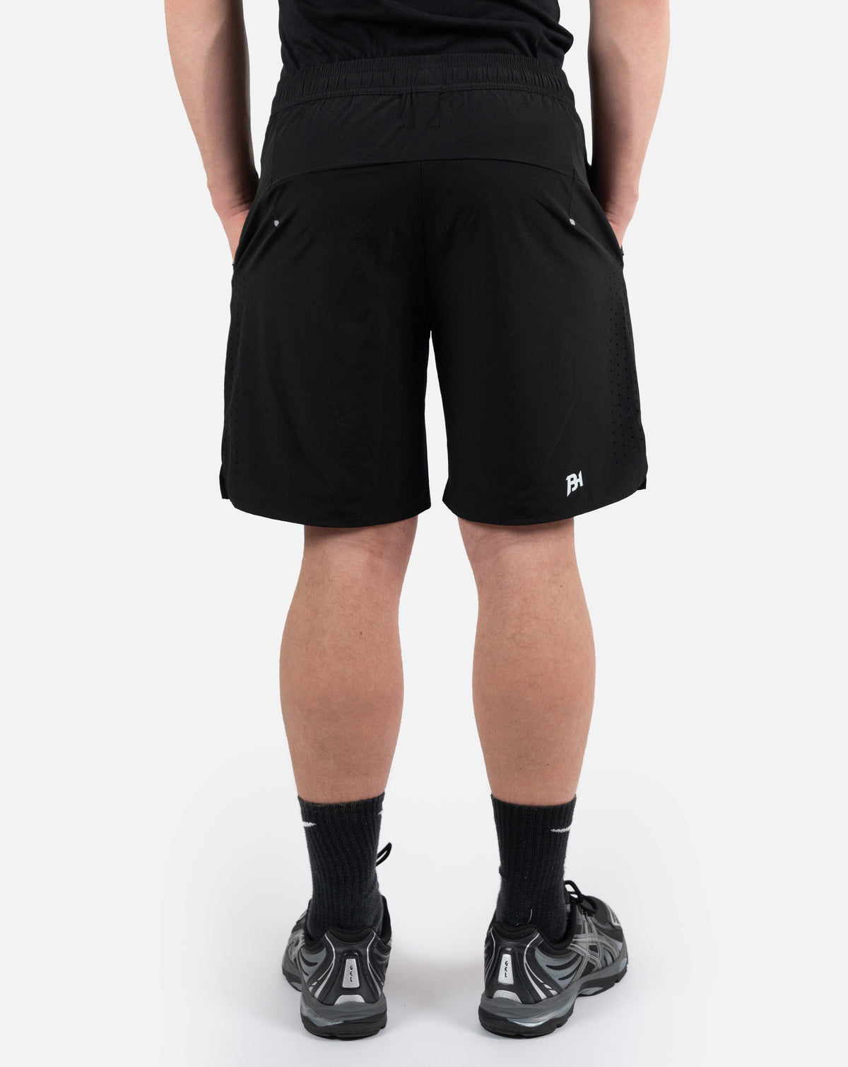 BEASTHAMMER Legacy Performance shorts in black, worn back view