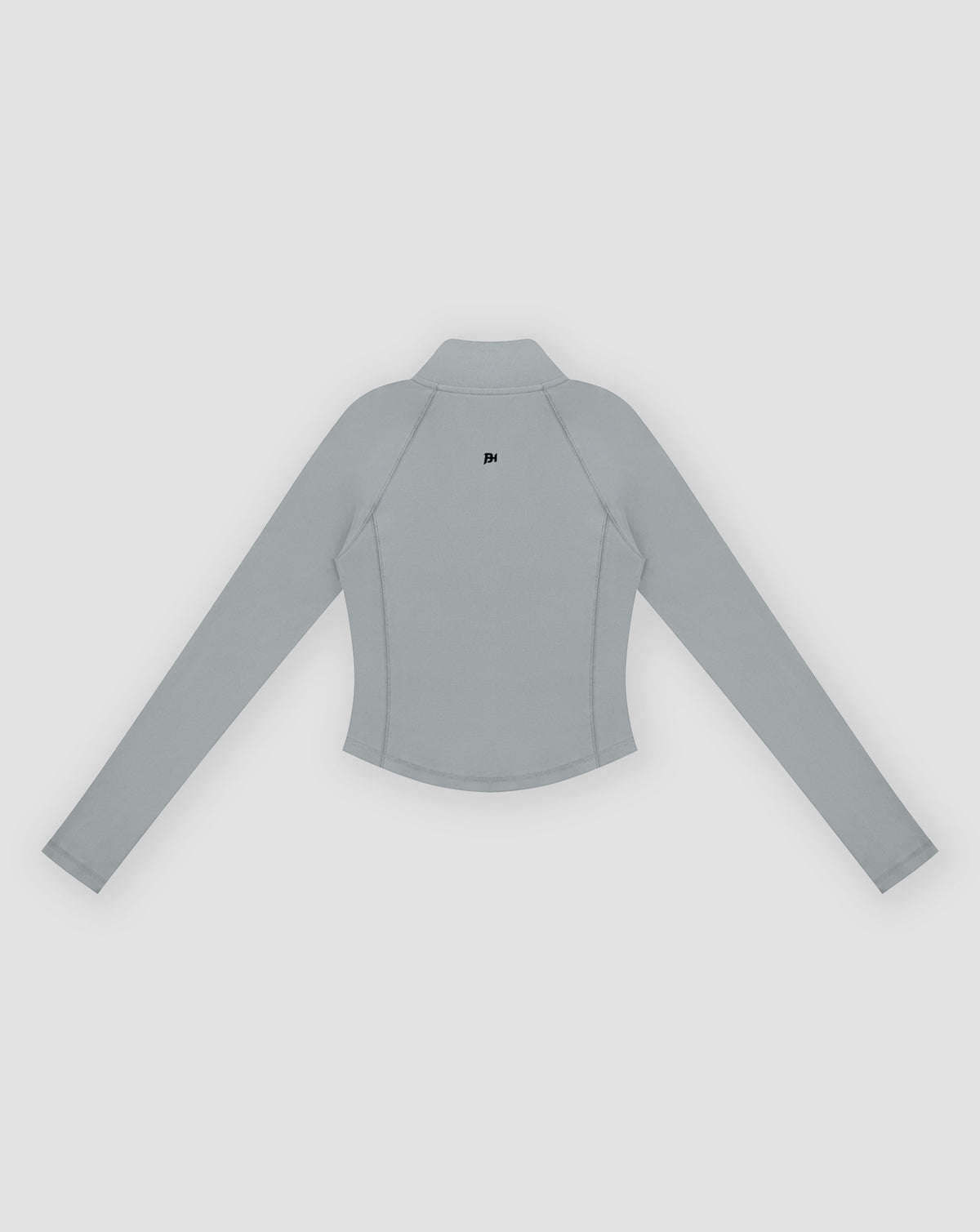 BEASTHAMMER Signature quarter zip top in grey, flat back view