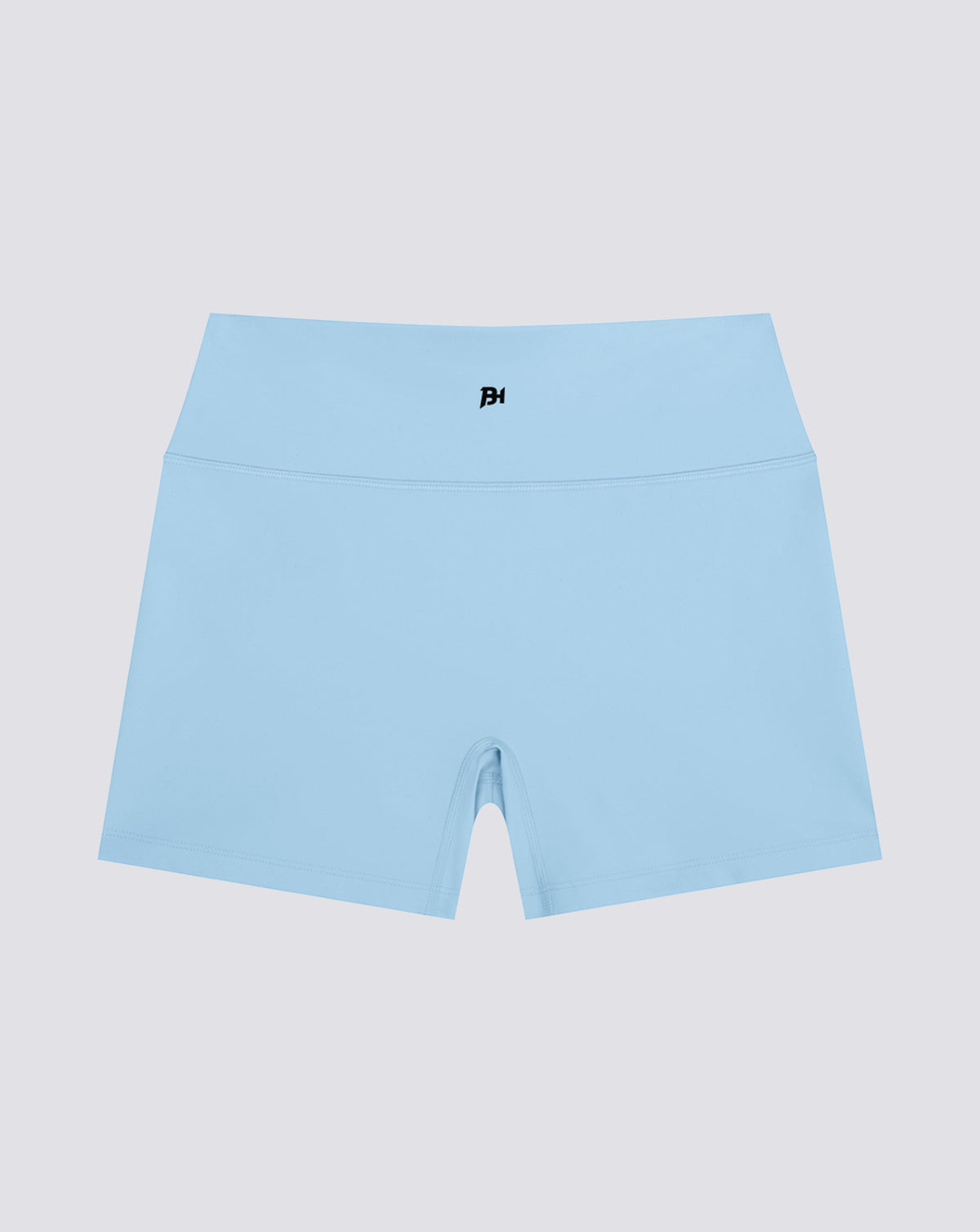 BEASTHAMMER Form high rise shorts in pale blue, flat front view