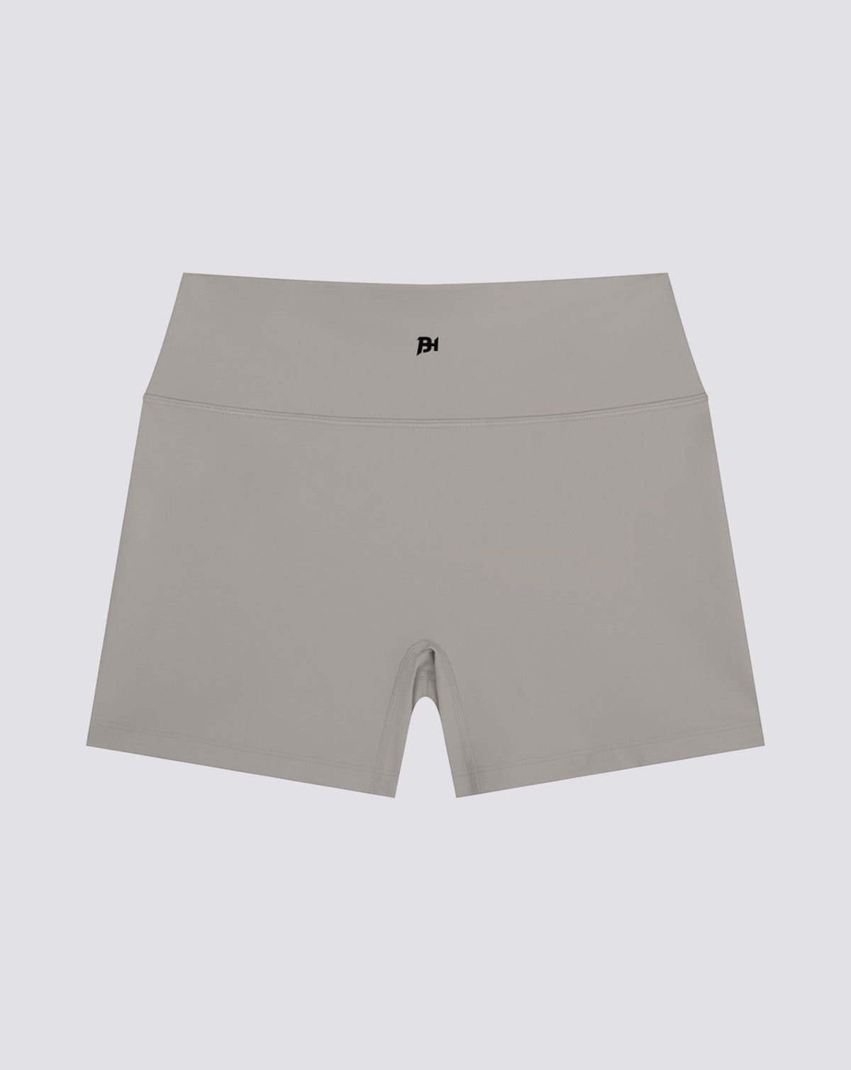 BEASTHAMMER Form high rise shorts in pale grey, flat front view