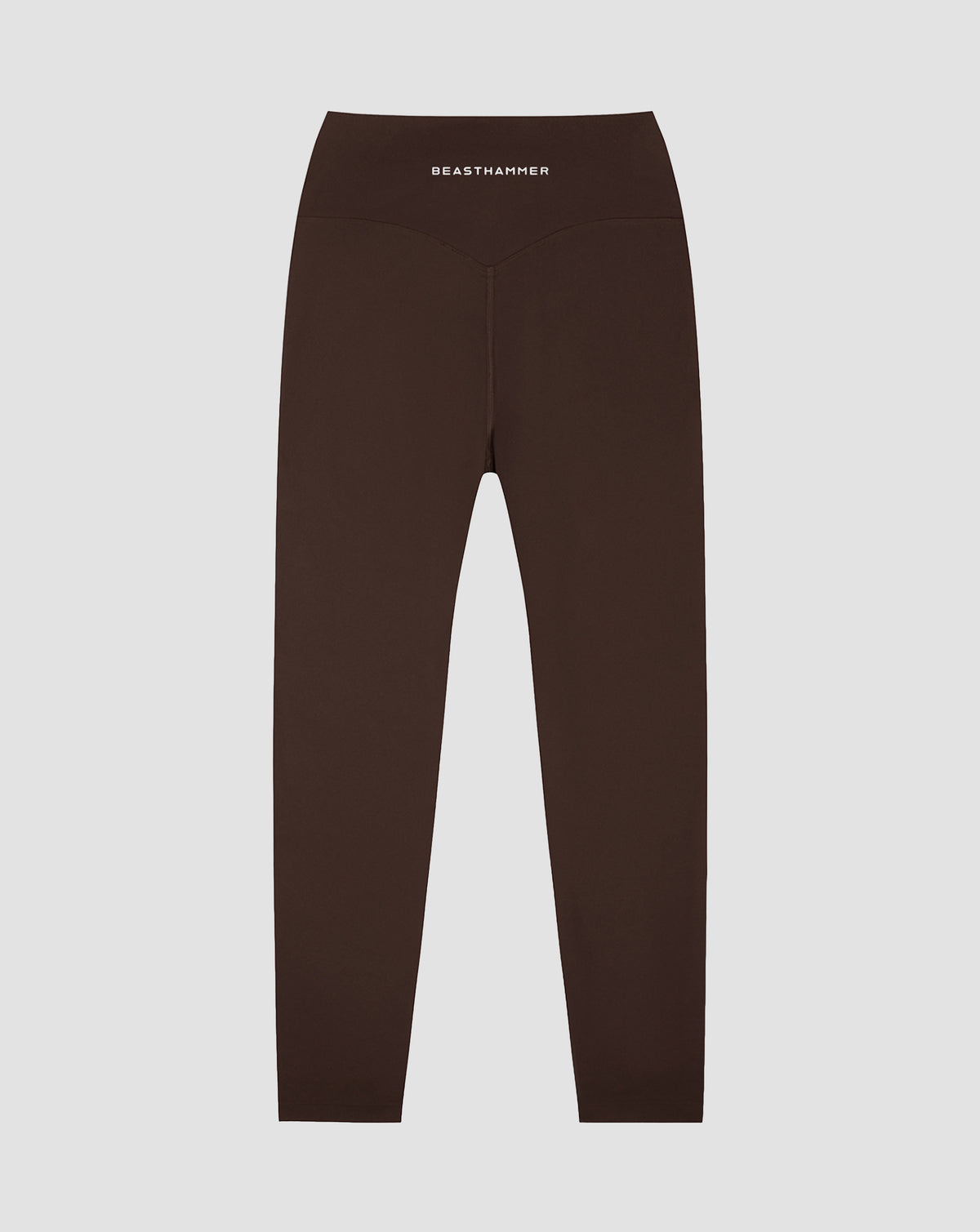 BEASTHAMMER Form high rise leggings in brown, flat back view