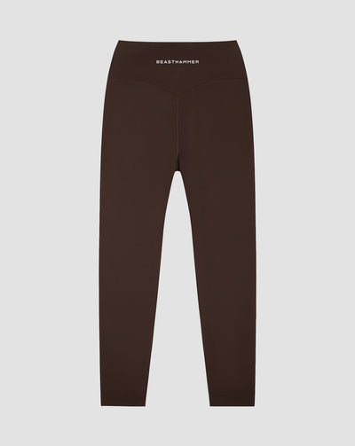 BEASTHAMMER Form high rise leggings in brown, flat back view