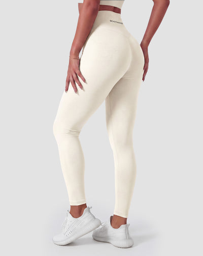 BEASTHAMMER Form high rise leggings in beige, worn back view