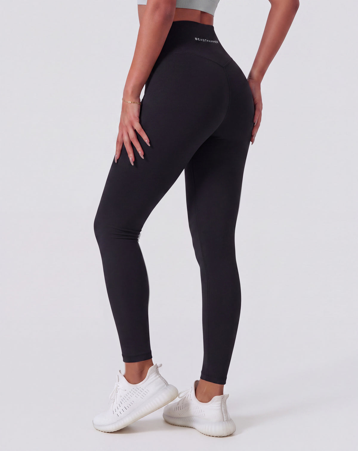 BEASTHAMMER Form high rise leggings in black, worn back view