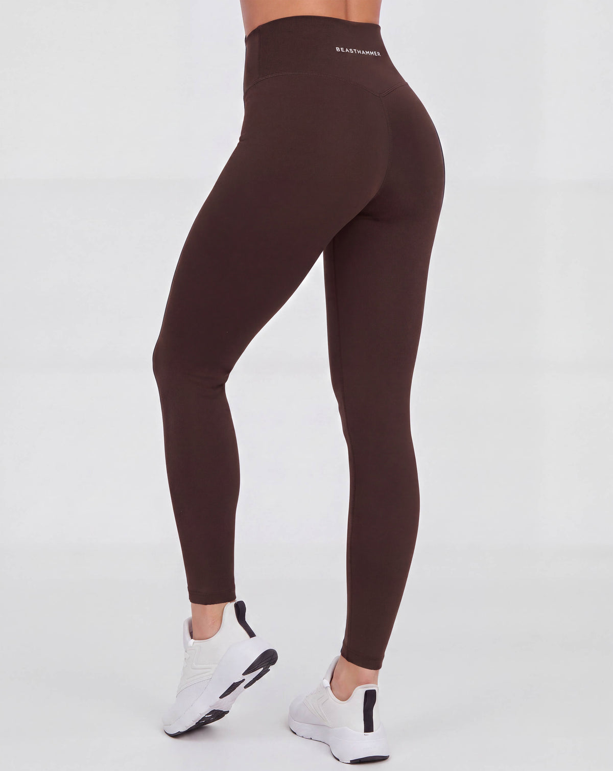 BEASTHAMMER Form high rise leggings in brown, worn back view