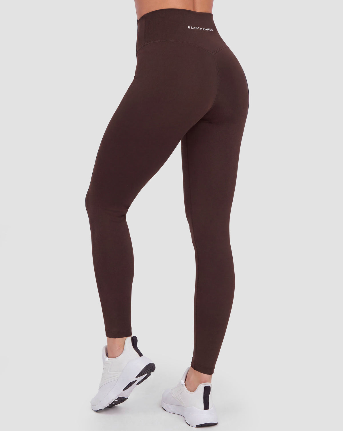 BEASTHAMMER Form high rise leggings in brown, worn back view