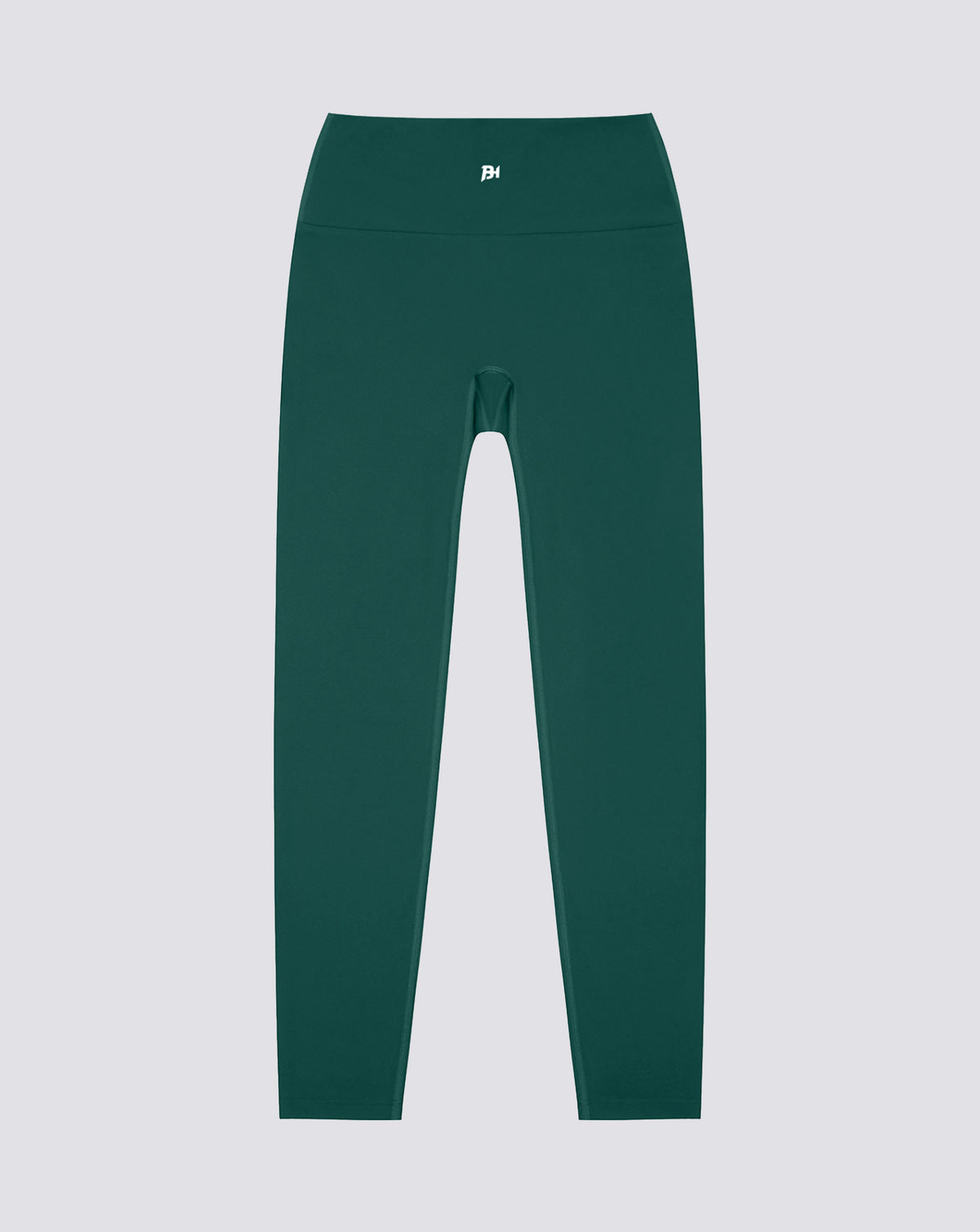 BEASTHAMMER Form high rise leggings in dark green, worn front view with logo