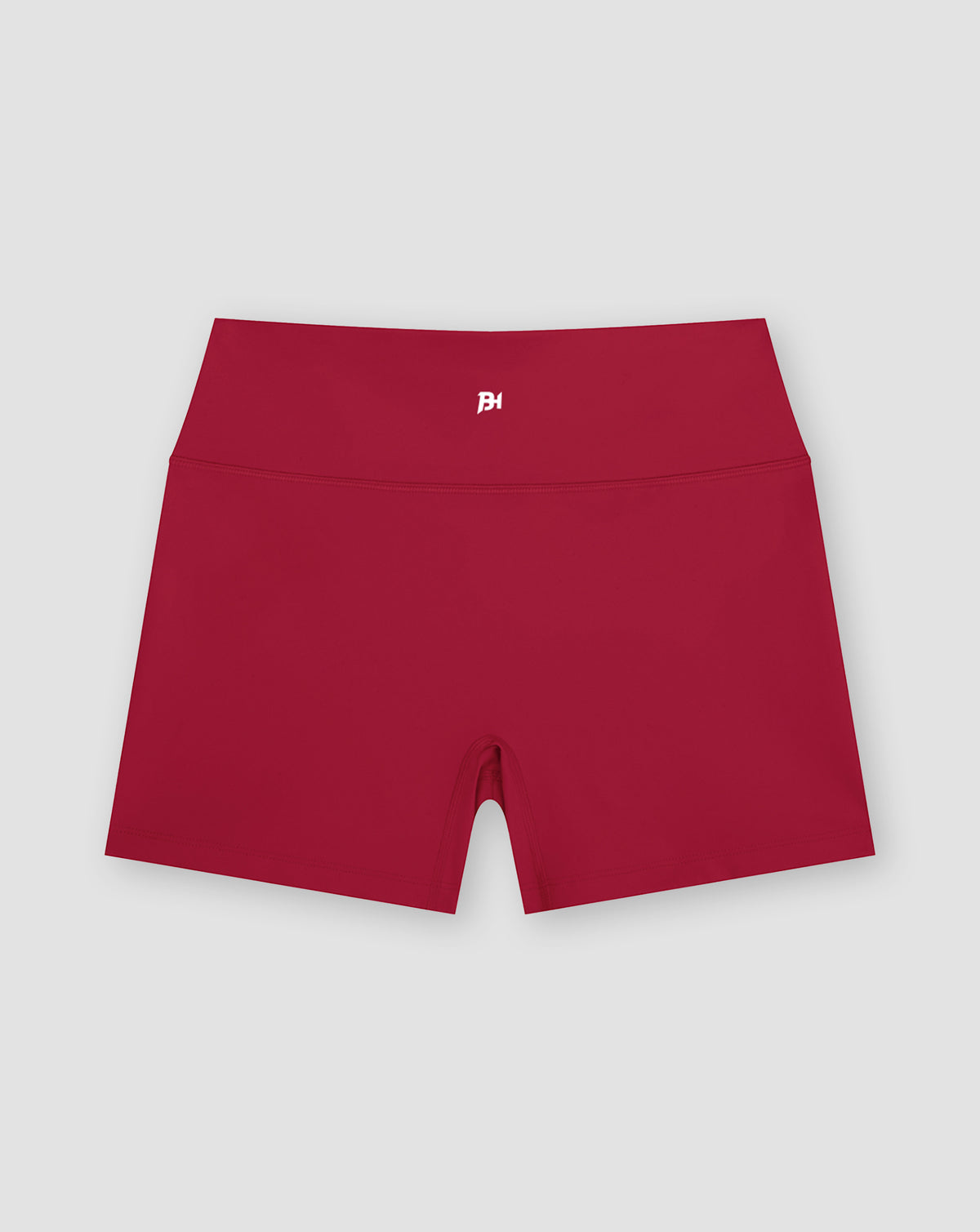 BEASTHAMMER Form high rise shorts in red, worn front view